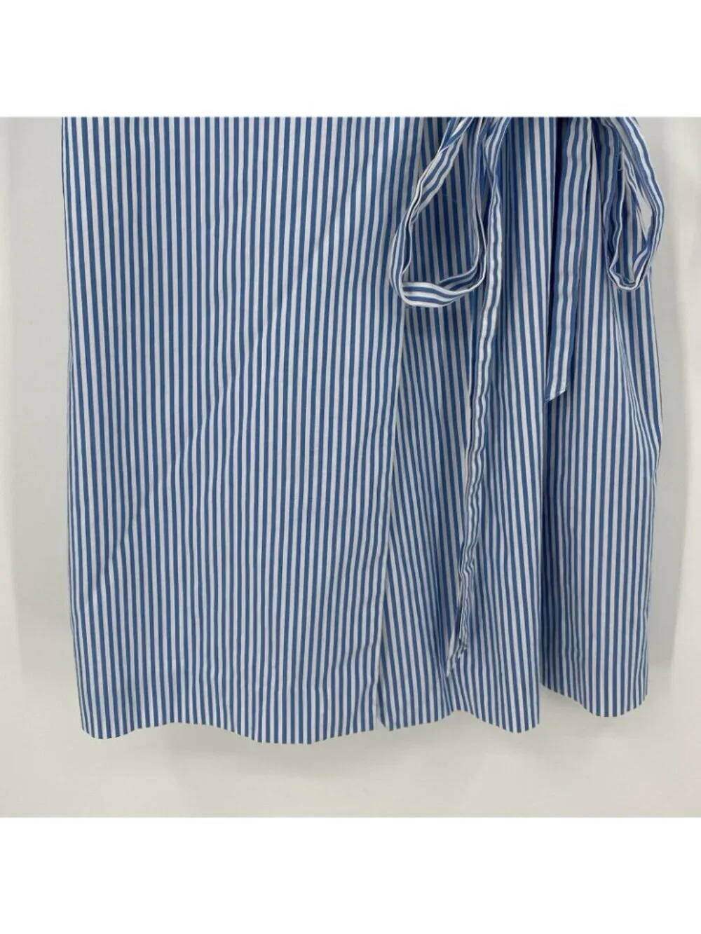 J. Crew Wrap Dress Women’s Size 4 Striped Cotton Poplin Blue White Lined